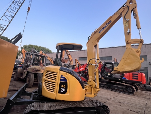 مینی Excavator استفاده شده Komatsu PC35MR خزنده Excavator دست دوم Excavator ماشین آلات ساختمانی